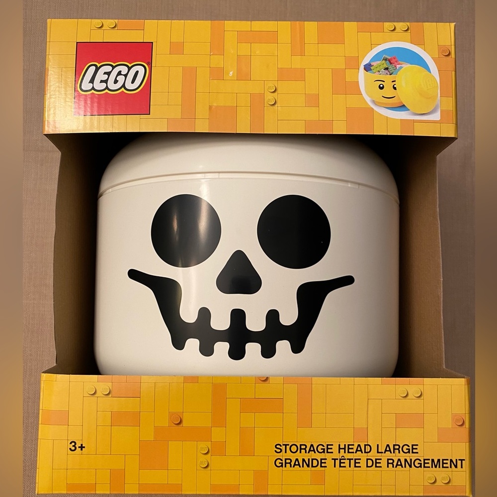Lego Skeleton Storage Container w/Lid Halloween Spooky Skull-Large -NWT